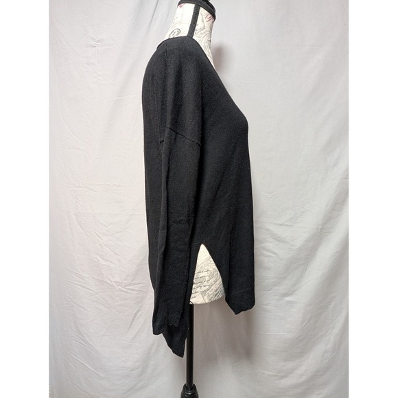 Trouve Women's Black V-Neck High‎ Low Sweater Cashmere Blend Side Slits Size XS - Picture 3 of 7